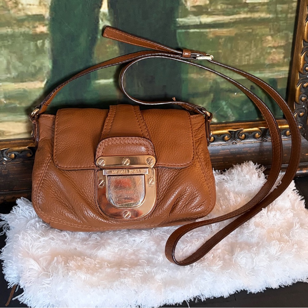 Michael Kors Saddle Brown Mini Leather Crossbody